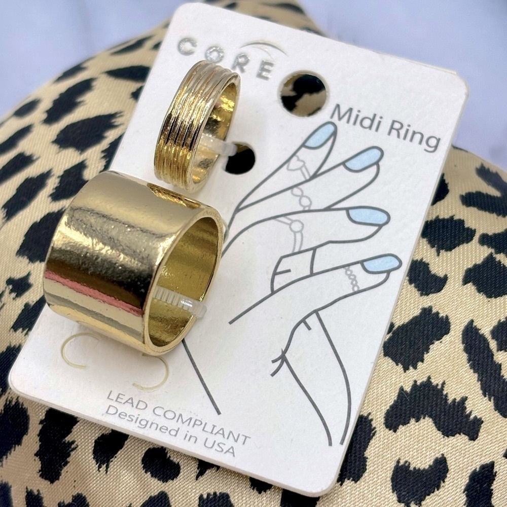 Gold Tone‎ Midi Finger Rings Set of 2